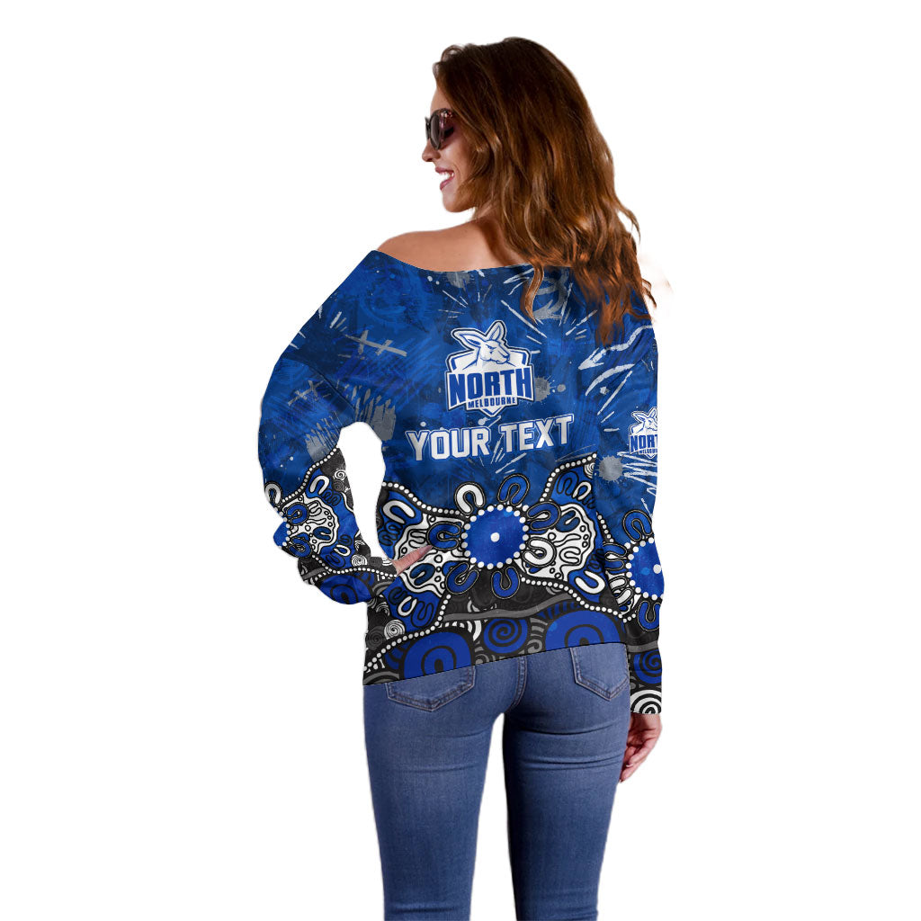 Personalized North Melbourne Kangaroos Off Shoulder Sweater Aboriginal Dot Painting Graffiti Style