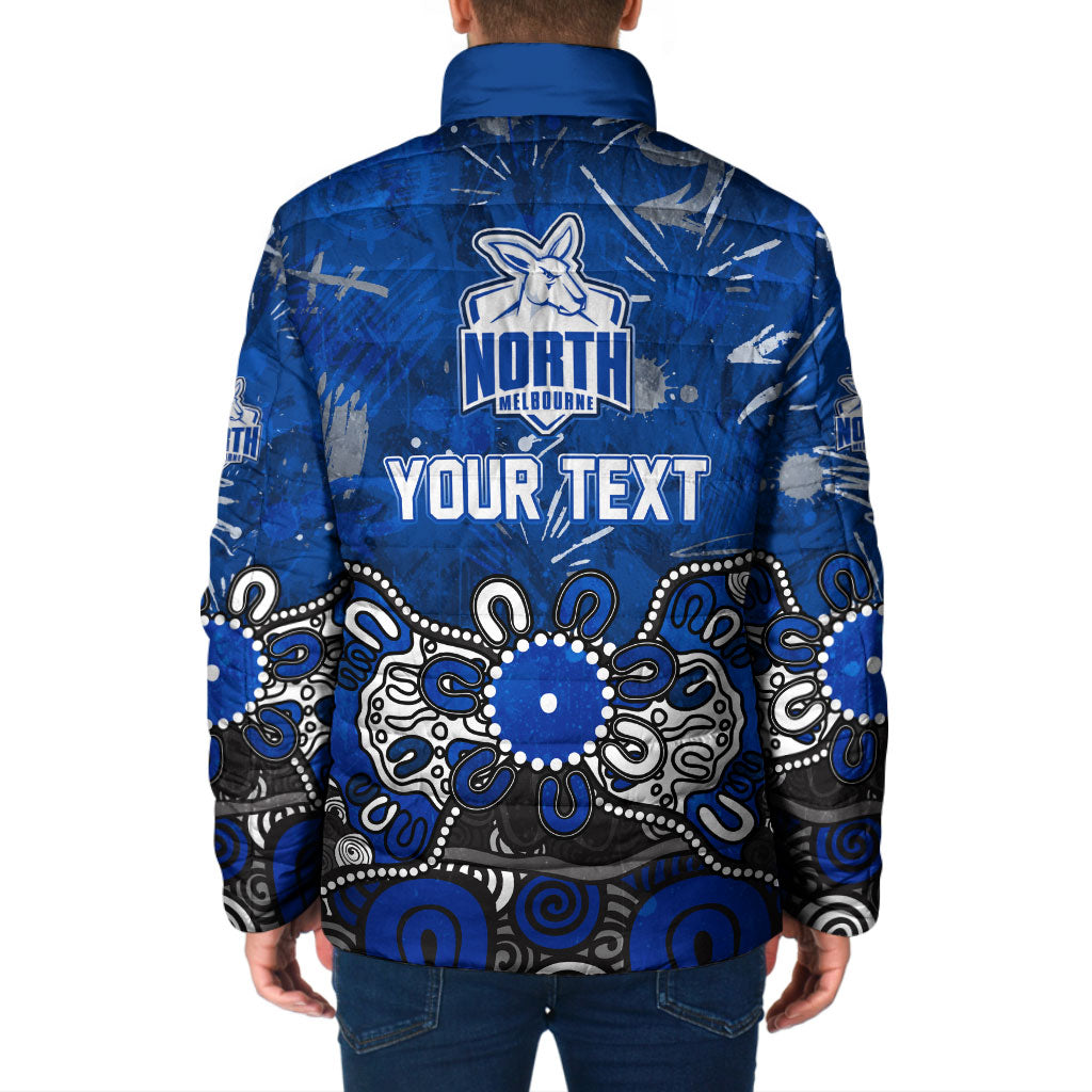 Personalized North Melbourne Kangaroos Padded Jacket Aboriginal Dot Painting Graffiti Style