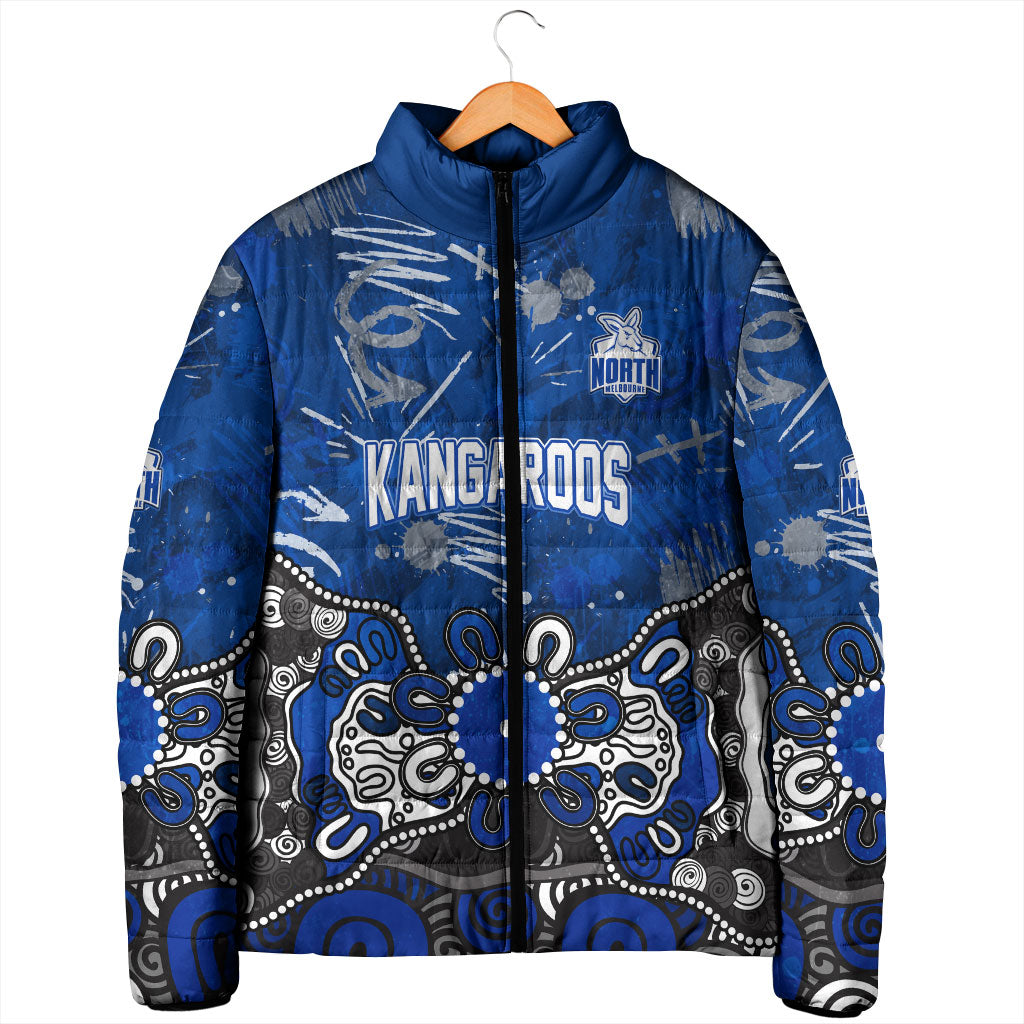 Personalized North Melbourne Kangaroos Padded Jacket Aboriginal Dot Painting Graffiti Style