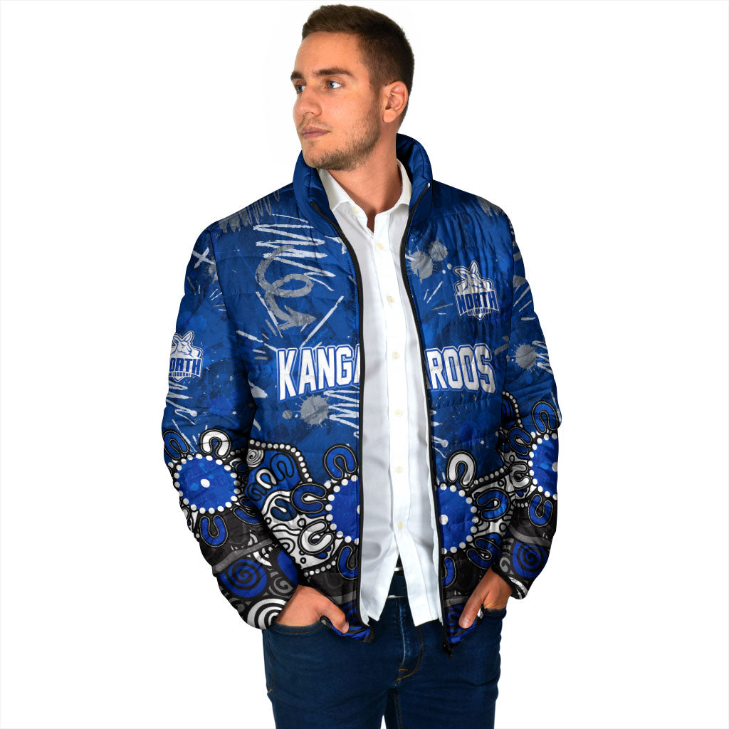 Personalized North Melbourne Kangaroos Padded Jacket Aboriginal Dot Painting Graffiti Style