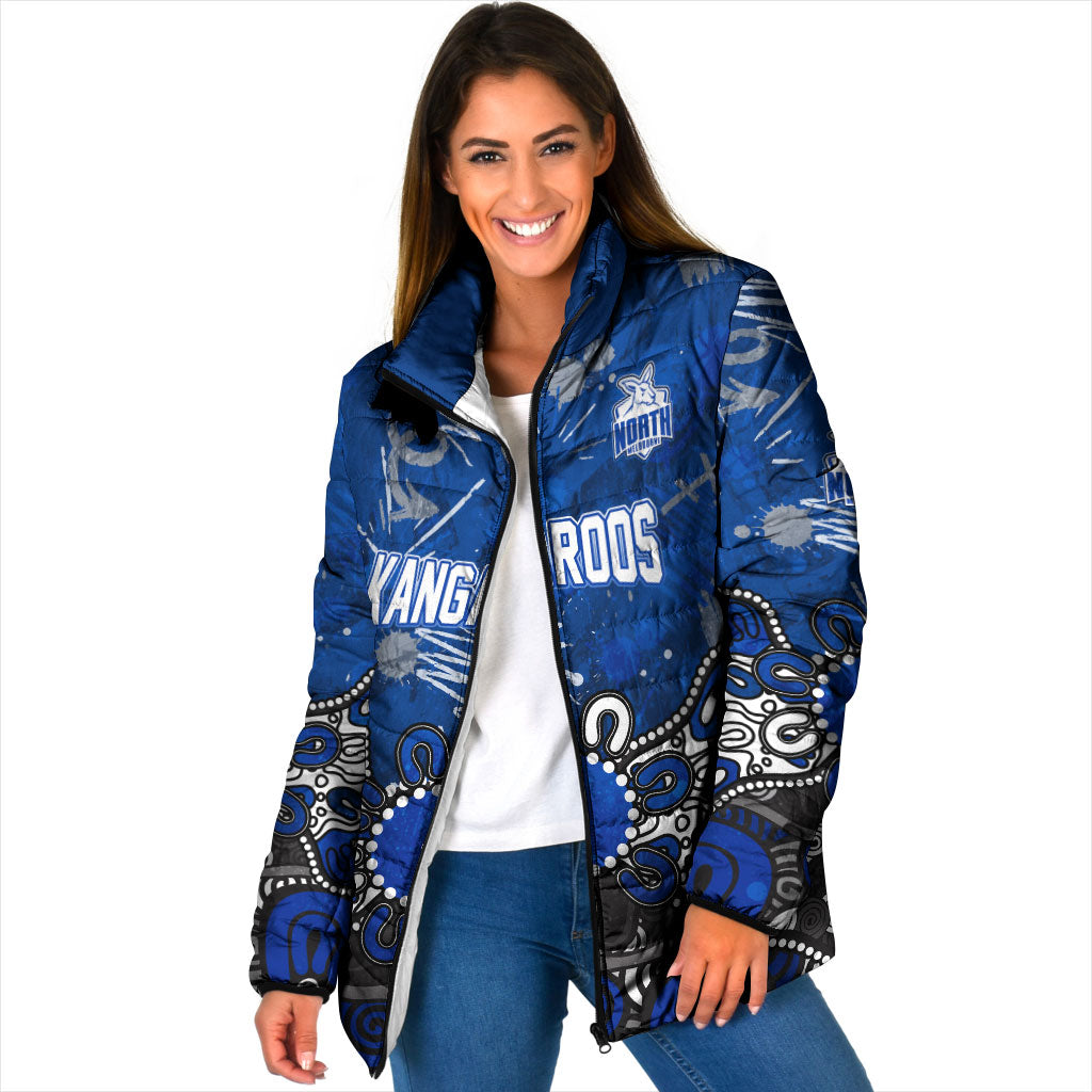 Personalized North Melbourne Kangaroos Padded Jacket Aboriginal Dot Painting Graffiti Style