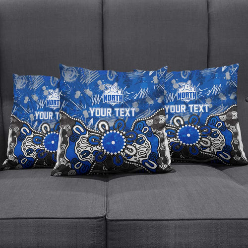 Personalized North Melbourne Kangaroos Pillow Cover Aboriginal Dot Painting Graffiti Style