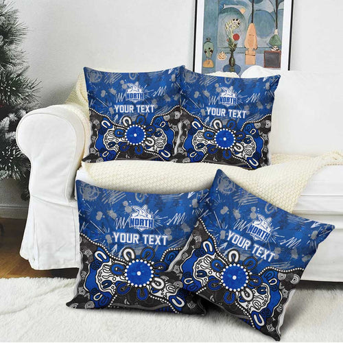 Personalized North Melbourne Kangaroos Pillow Cover Aboriginal Dot Painting Graffiti Style
