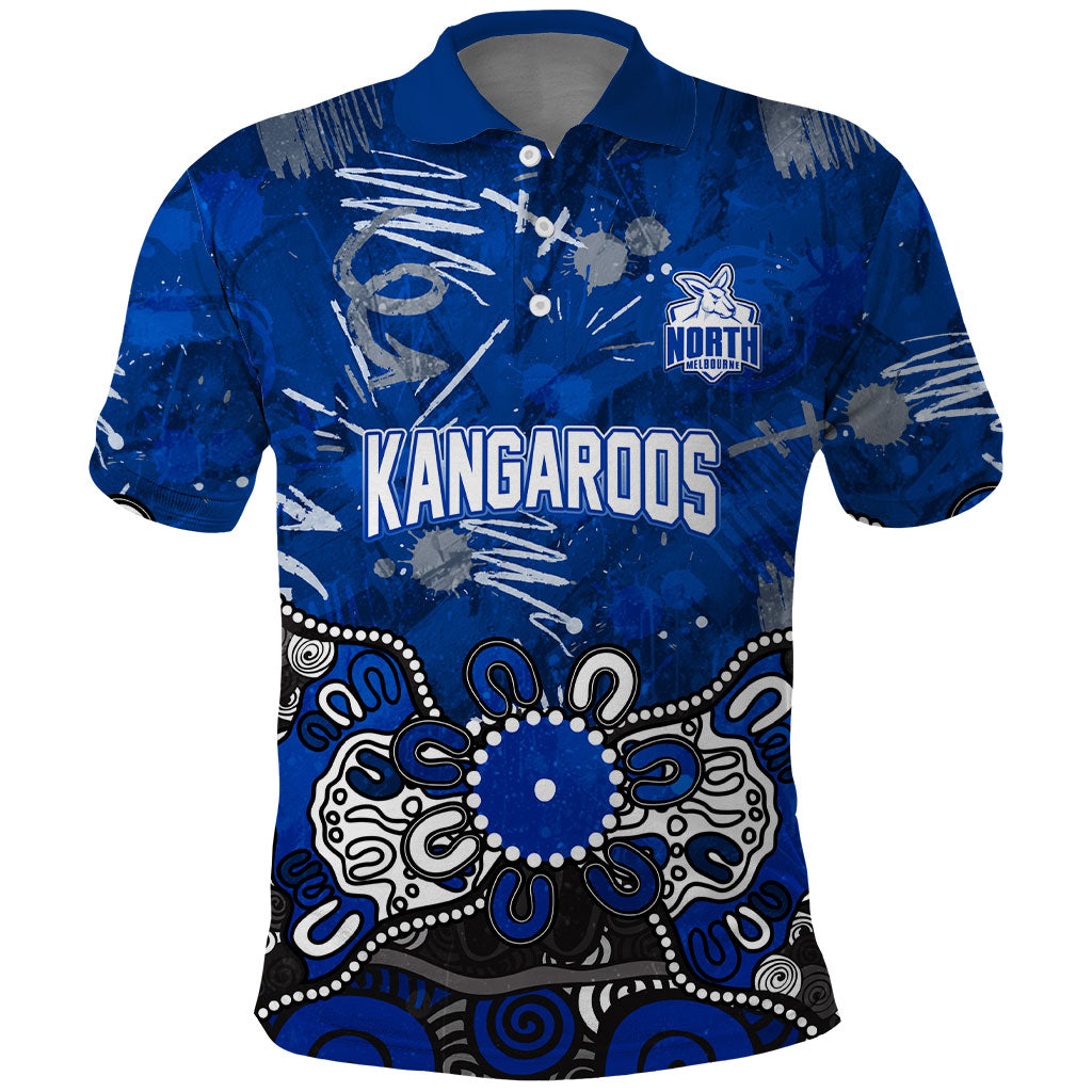 Personalized North Melbourne Kangaroos Polo Shirt Aboriginal Dot Painting Graffiti Style