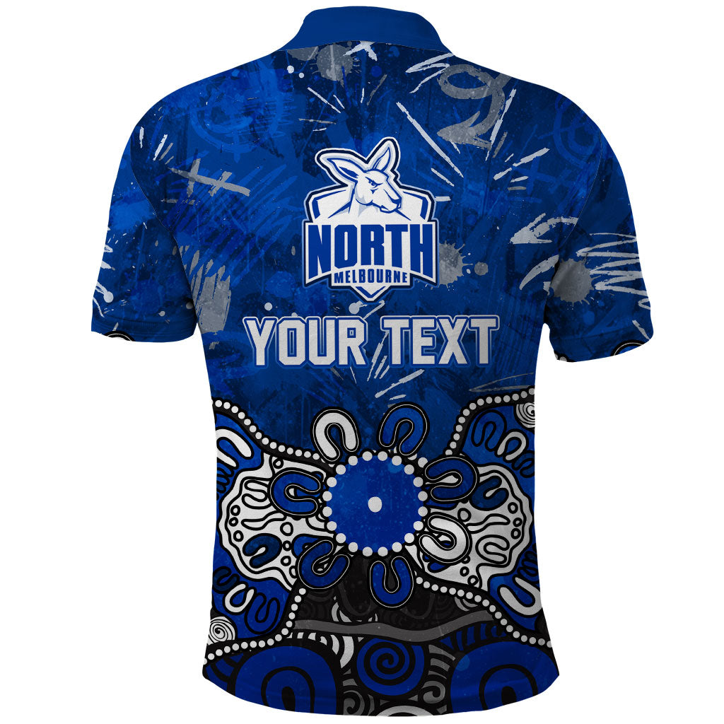 Personalized North Melbourne Kangaroos Polo Shirt Aboriginal Dot Painting Graffiti Style