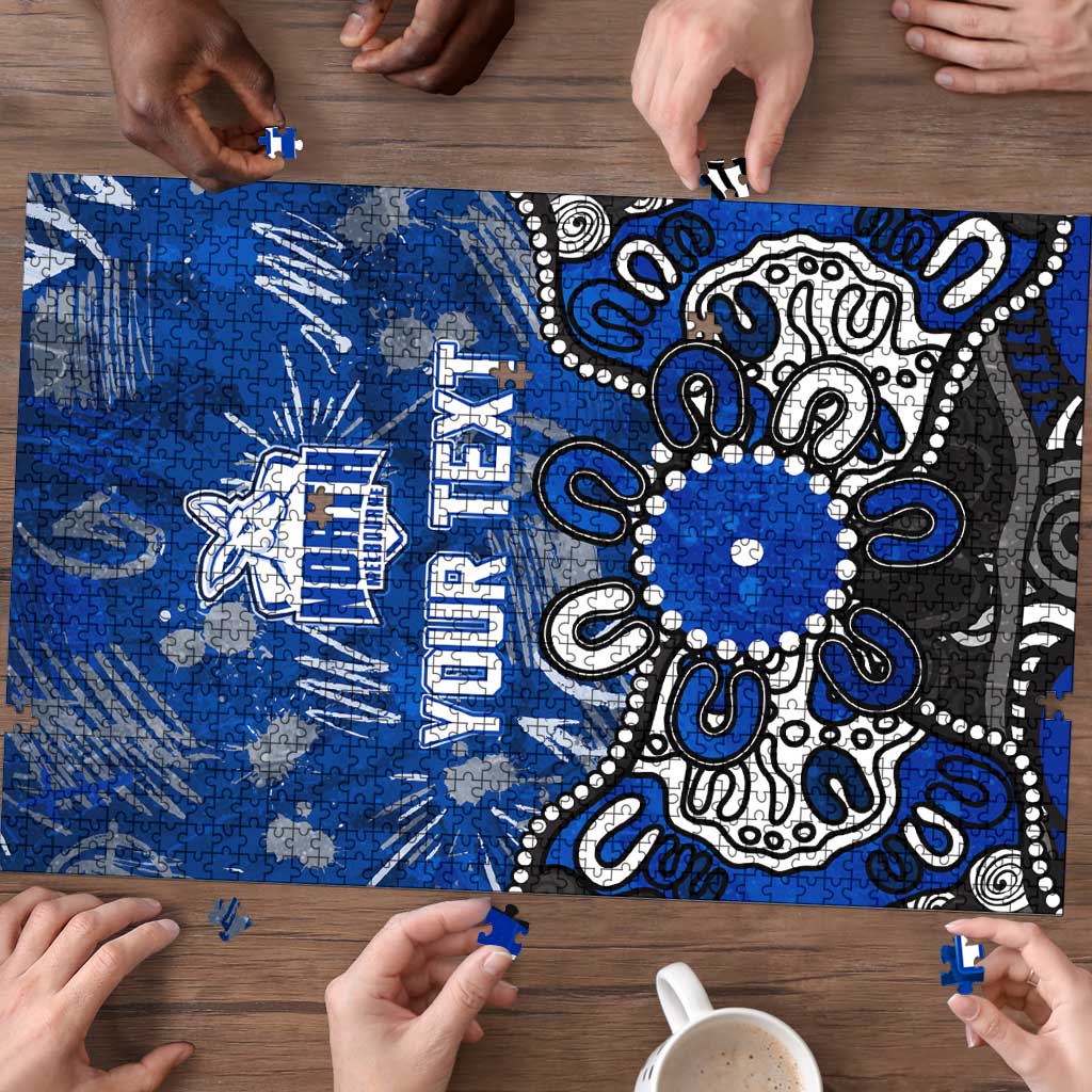 Personalized North Melbourne Kangaroos Puzzle Aboriginal Dot Painting Graffiti Style