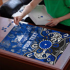Personalized North Melbourne Kangaroos Puzzle Aboriginal Dot Painting Graffiti Style