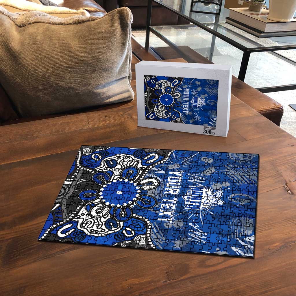 Personalized North Melbourne Kangaroos Puzzle Aboriginal Dot Painting Graffiti Style