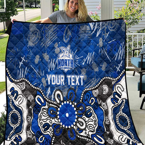 Personalized North Melbourne Kangaroos Quilt Aboriginal Dot Painting Graffiti Style