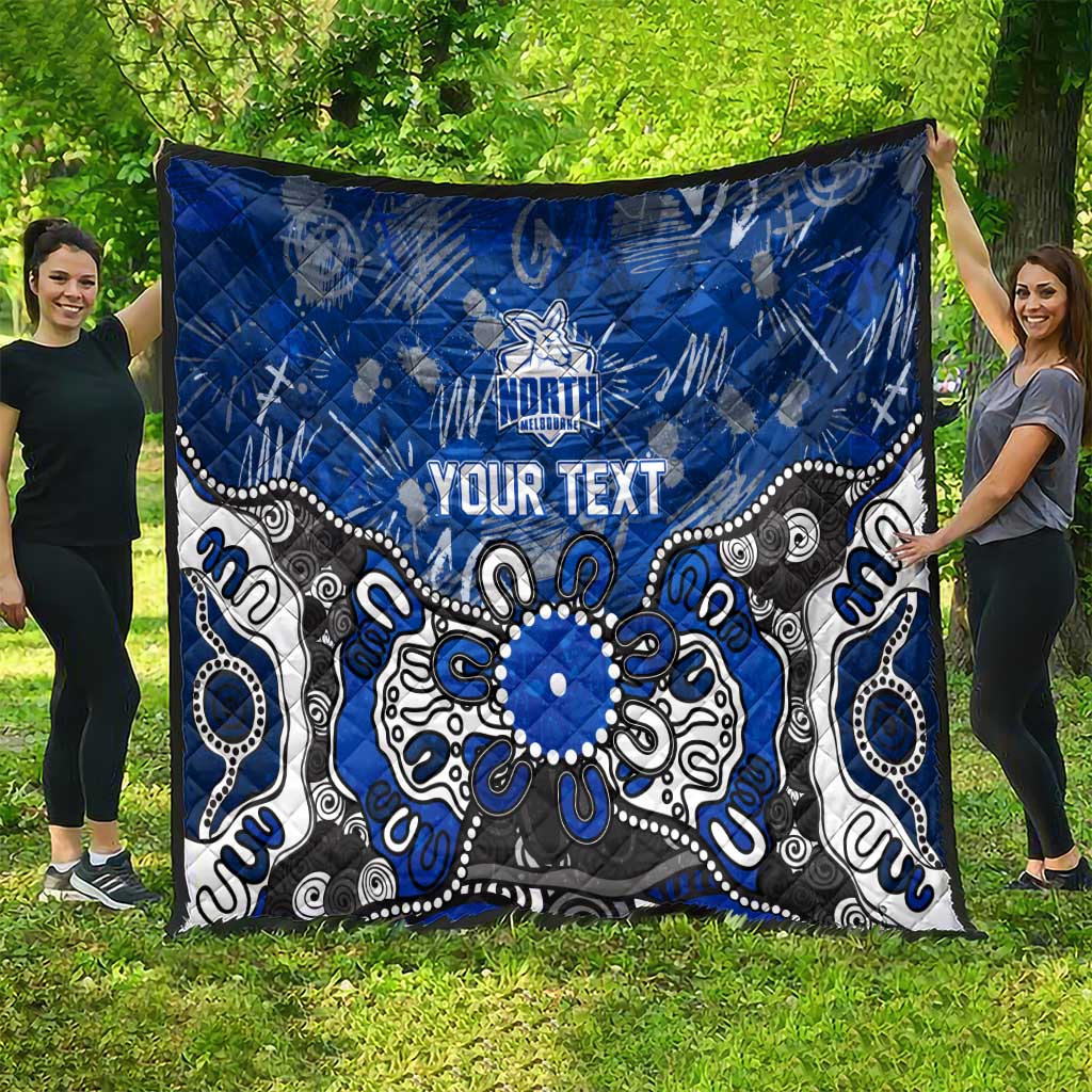 Personalized North Melbourne Kangaroos Quilt Aboriginal Dot Painting Graffiti Style