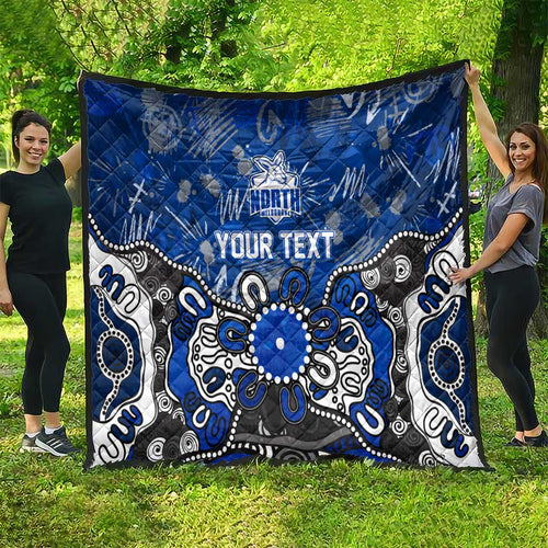 Personalized North Melbourne Kangaroos Quilt Aboriginal Dot Painting Graffiti Style