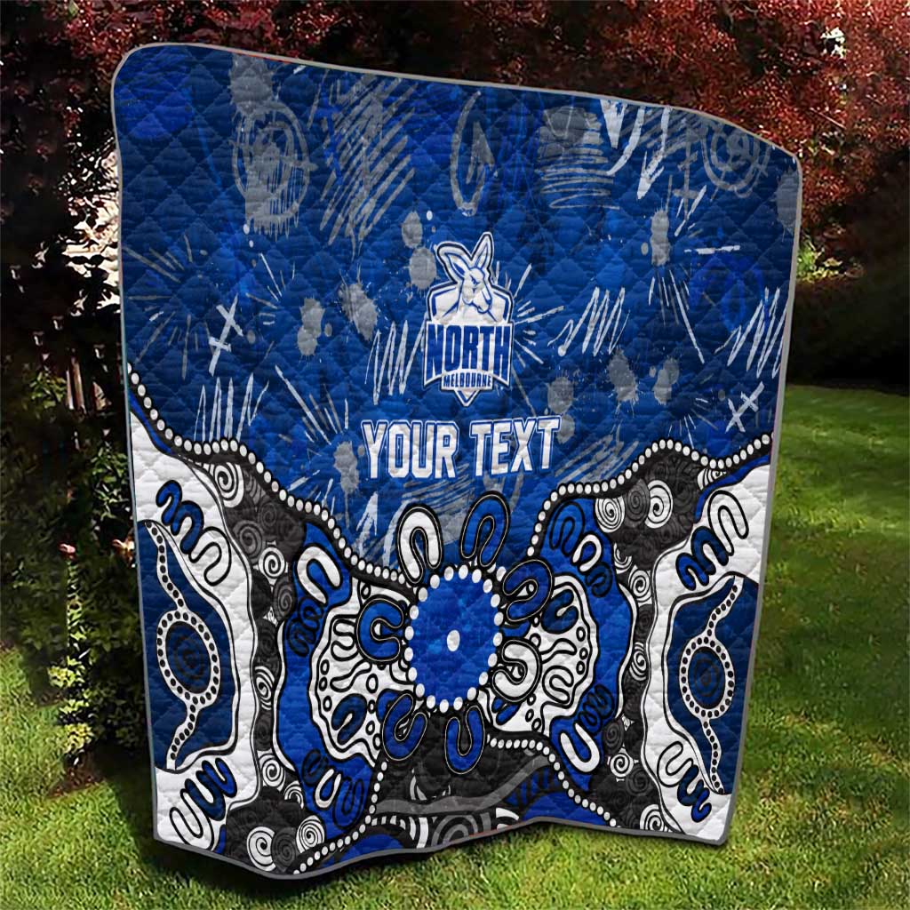 Personalized North Melbourne Kangaroos Quilt Aboriginal Dot Painting Graffiti Style