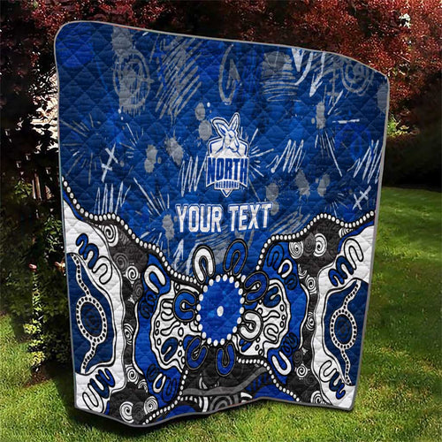 Personalized North Melbourne Kangaroos Quilt Aboriginal Dot Painting Graffiti Style