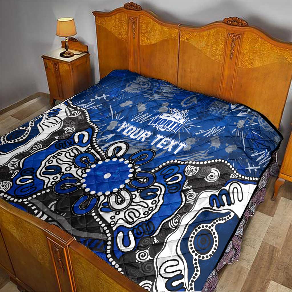 Personalized North Melbourne Kangaroos Quilt Aboriginal Dot Painting Graffiti Style