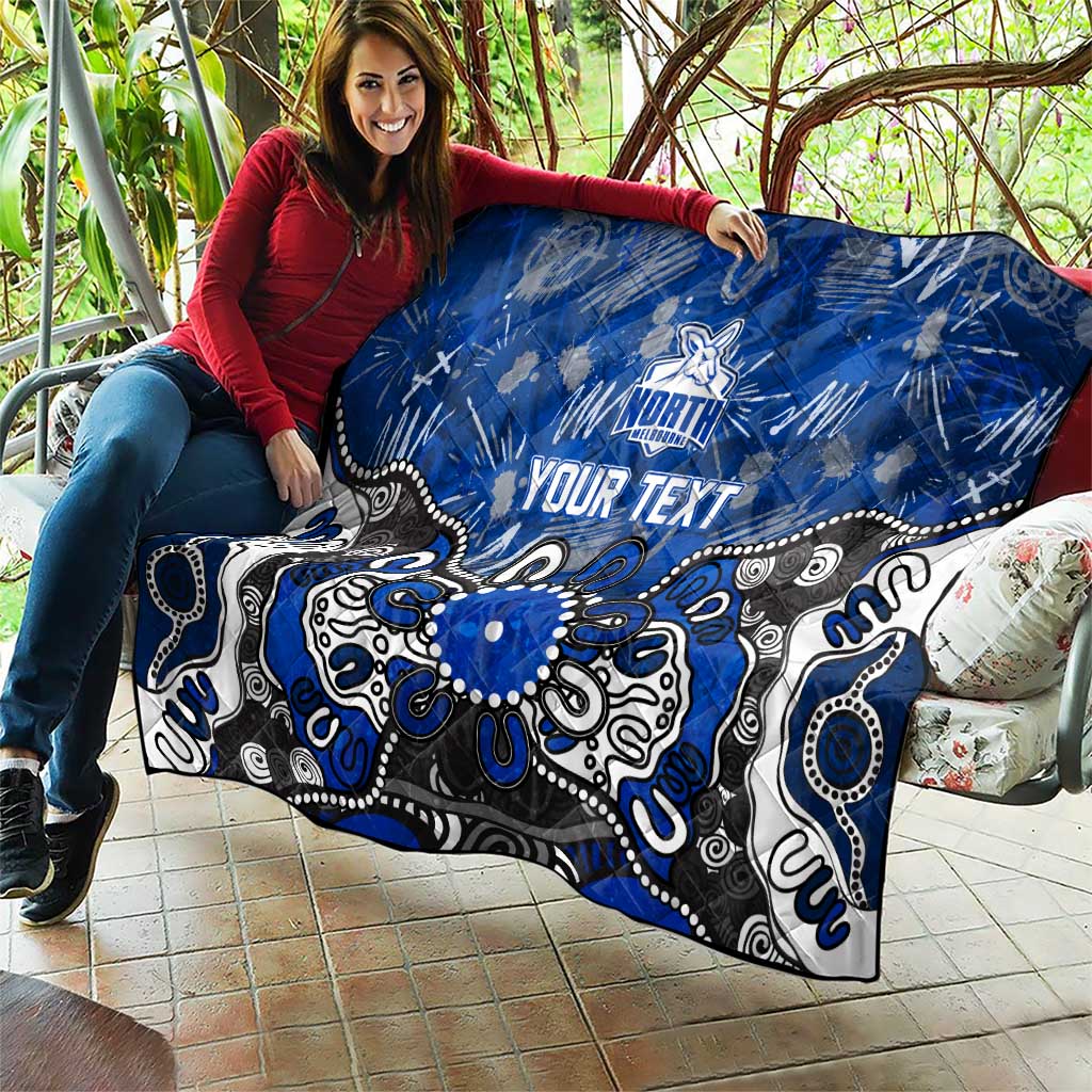 Personalized North Melbourne Kangaroos Quilt Aboriginal Dot Painting Graffiti Style