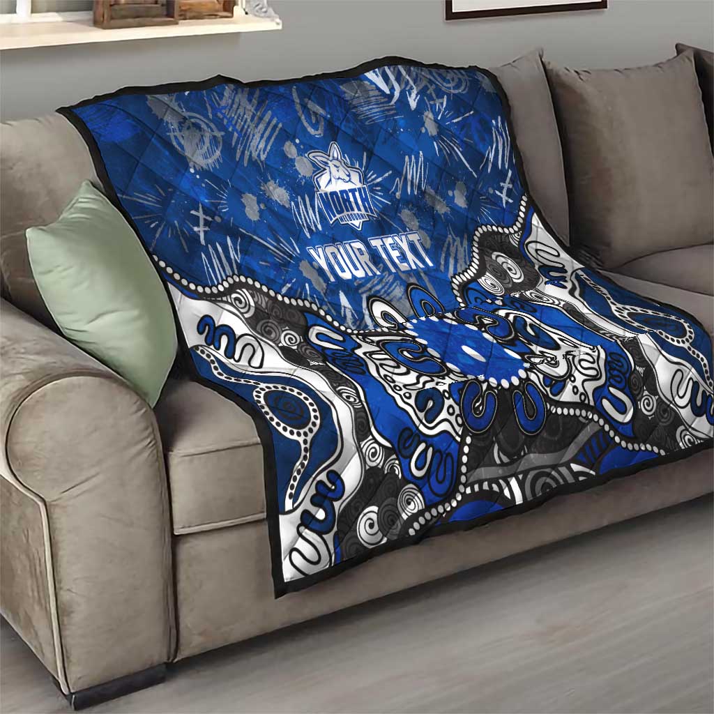 Personalized North Melbourne Kangaroos Quilt Aboriginal Dot Painting Graffiti Style