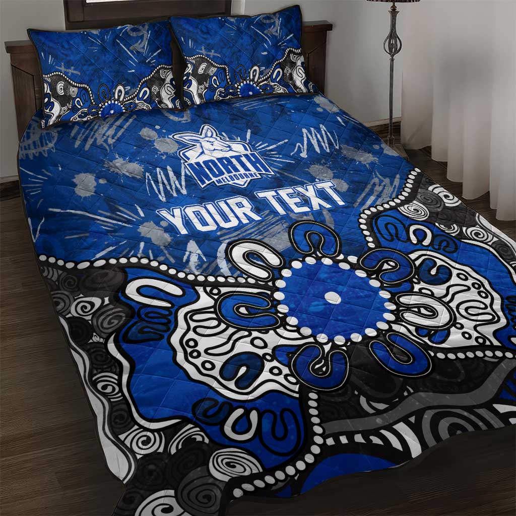 Personalized North Melbourne Kangaroos Quilt Bed Set Aboriginal Dot Painting Graffiti Style