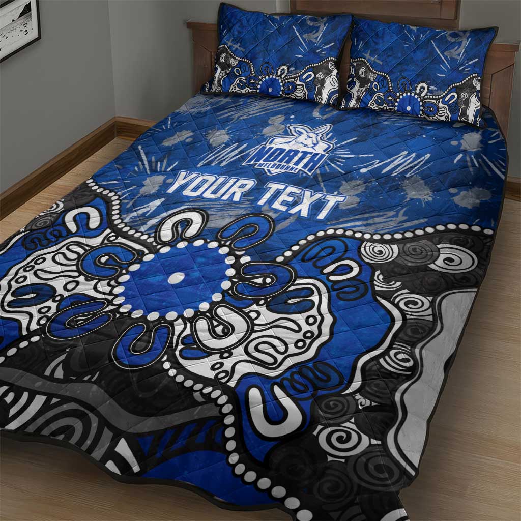 Personalized North Melbourne Kangaroos Quilt Bed Set Aboriginal Dot Painting Graffiti Style