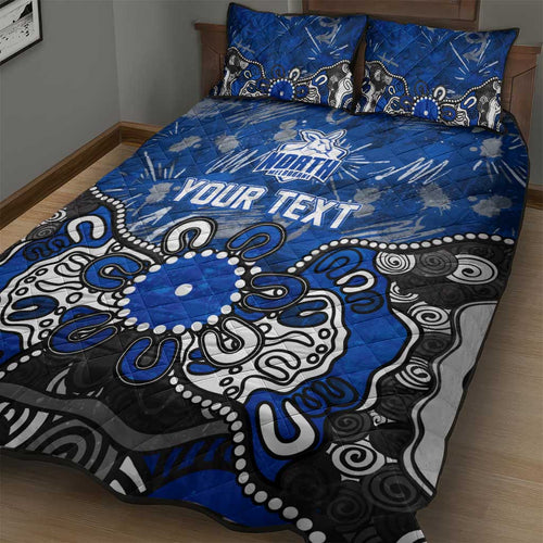 Personalized North Melbourne Kangaroos Quilt Bed Set Aboriginal Dot Painting Graffiti Style
