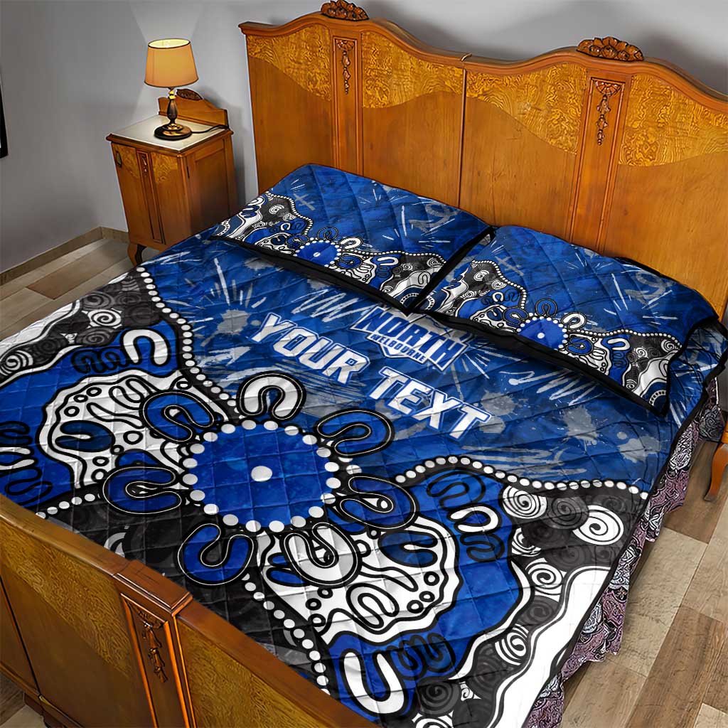 Personalized North Melbourne Kangaroos Quilt Bed Set Aboriginal Dot Painting Graffiti Style