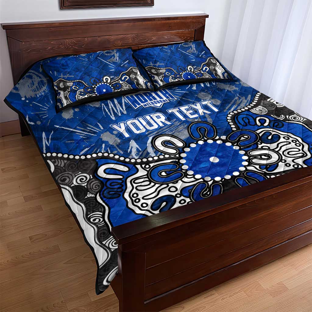 Personalized North Melbourne Kangaroos Quilt Bed Set Aboriginal Dot Painting Graffiti Style