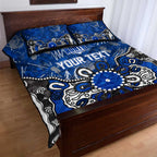 Personalized North Melbourne Kangaroos Quilt Bed Set Aboriginal Dot Painting Graffiti Style