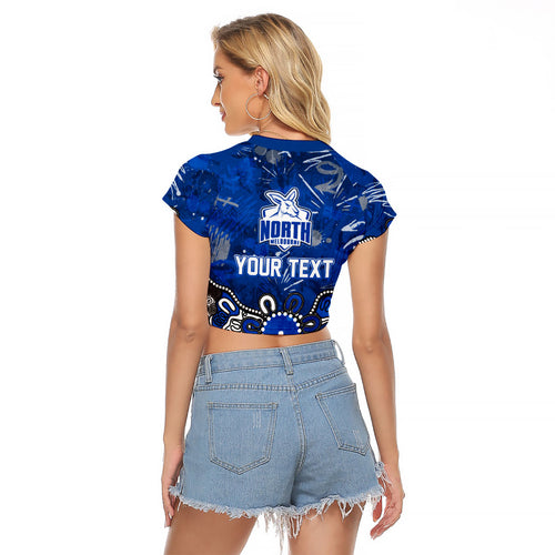 Personalized North Melbourne Kangaroos Raglan Cropped T Shirt Aboriginal Dot Painting Graffiti Style