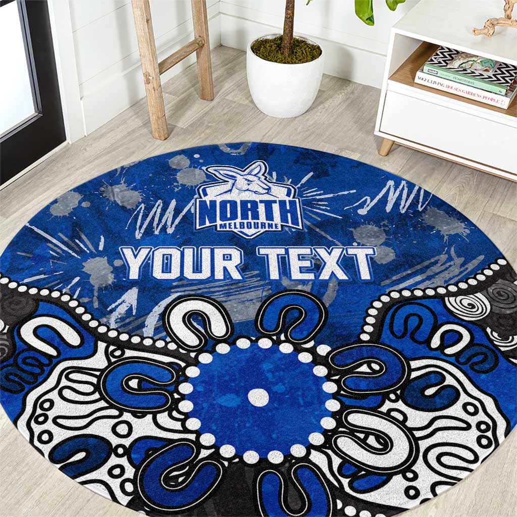 Personalized North Melbourne Kangaroos Round Carpet Aboriginal Dot Painting Graffiti Style