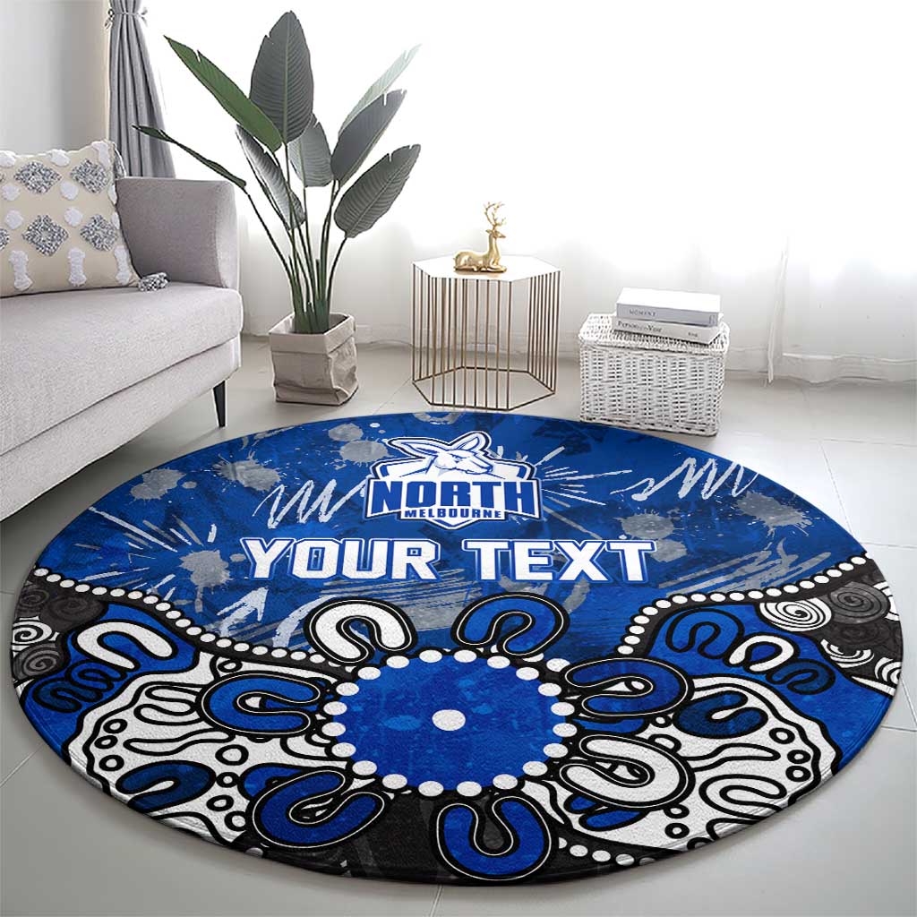 Personalized North Melbourne Kangaroos Round Carpet Aboriginal Dot Painting Graffiti Style