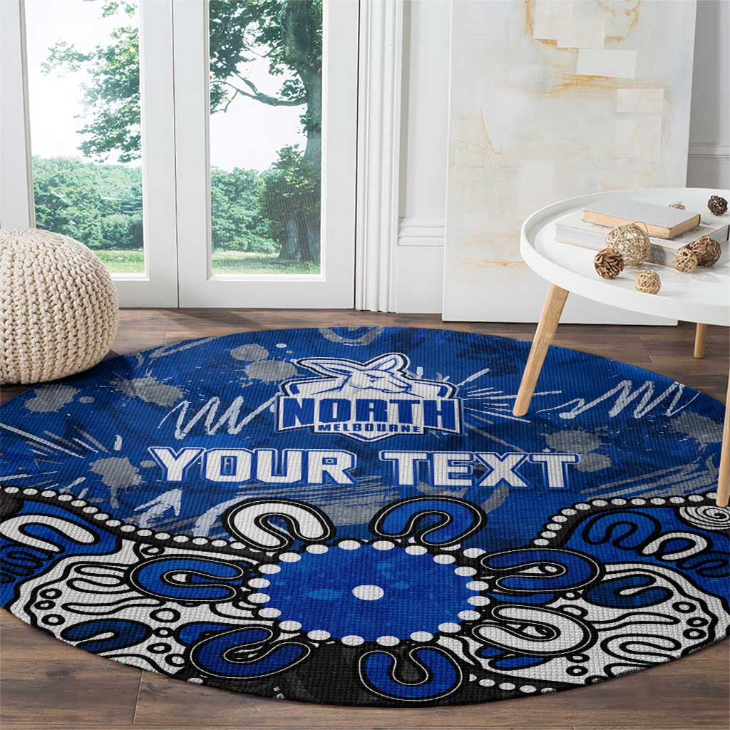 Personalized North Melbourne Kangaroos Round Carpet Aboriginal Dot Painting Graffiti Style