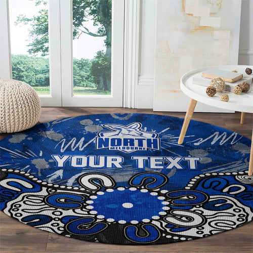 Personalized North Melbourne Kangaroos Round Carpet Aboriginal Dot Painting Graffiti Style