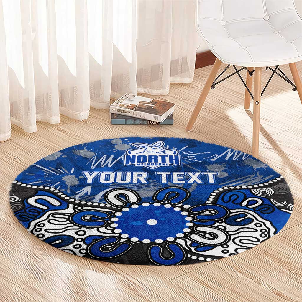 Personalized North Melbourne Kangaroos Round Carpet Aboriginal Dot Painting Graffiti Style