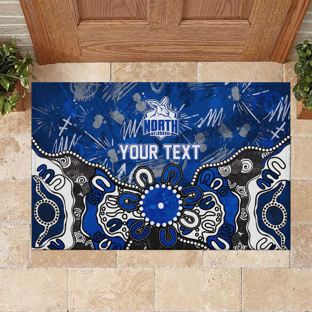 Personalized North Melbourne Kangaroos Rubber Doormat Aboriginal Dot Painting Graffiti Style