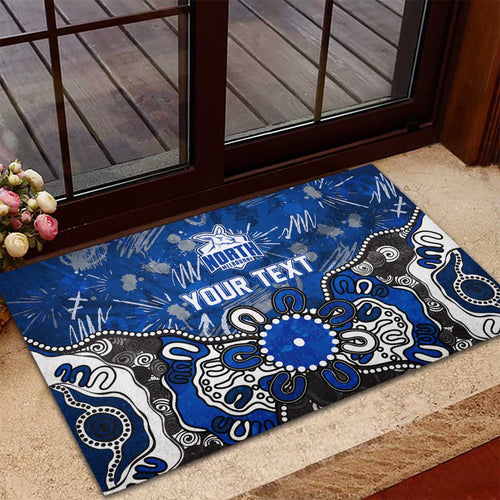 Personalized North Melbourne Kangaroos Rubber Doormat Aboriginal Dot Painting Graffiti Style