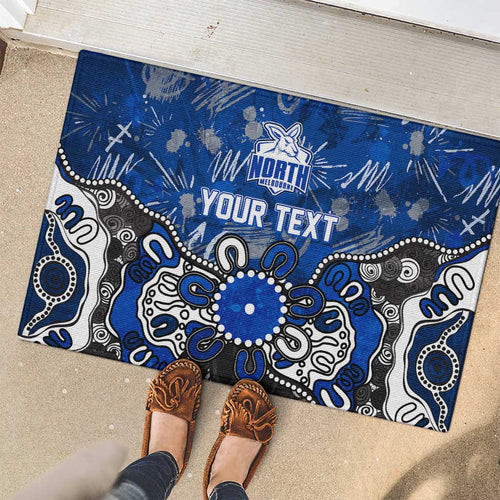 Personalized North Melbourne Kangaroos Rubber Doormat Aboriginal Dot Painting Graffiti Style