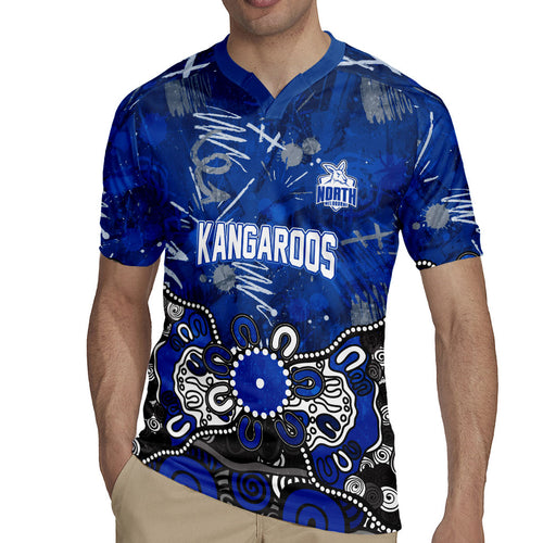 Personalized North Melbourne Kangaroos Rugby Jersey Aboriginal Dot Painting Graffiti Style