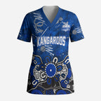 Personalized North Melbourne Kangaroos Scrub Top Aboriginal Dot Painting Graffiti Style