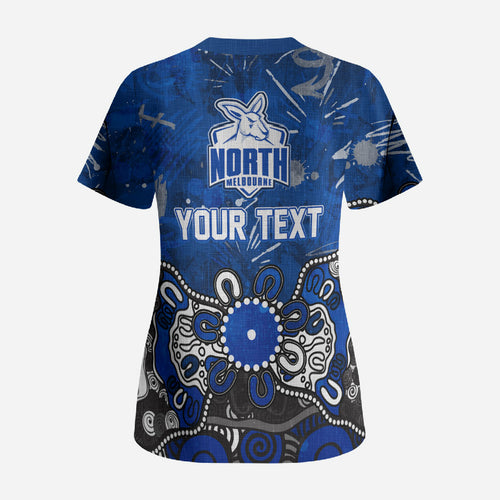 Personalized North Melbourne Kangaroos Scrub Top Aboriginal Dot Painting Graffiti Style