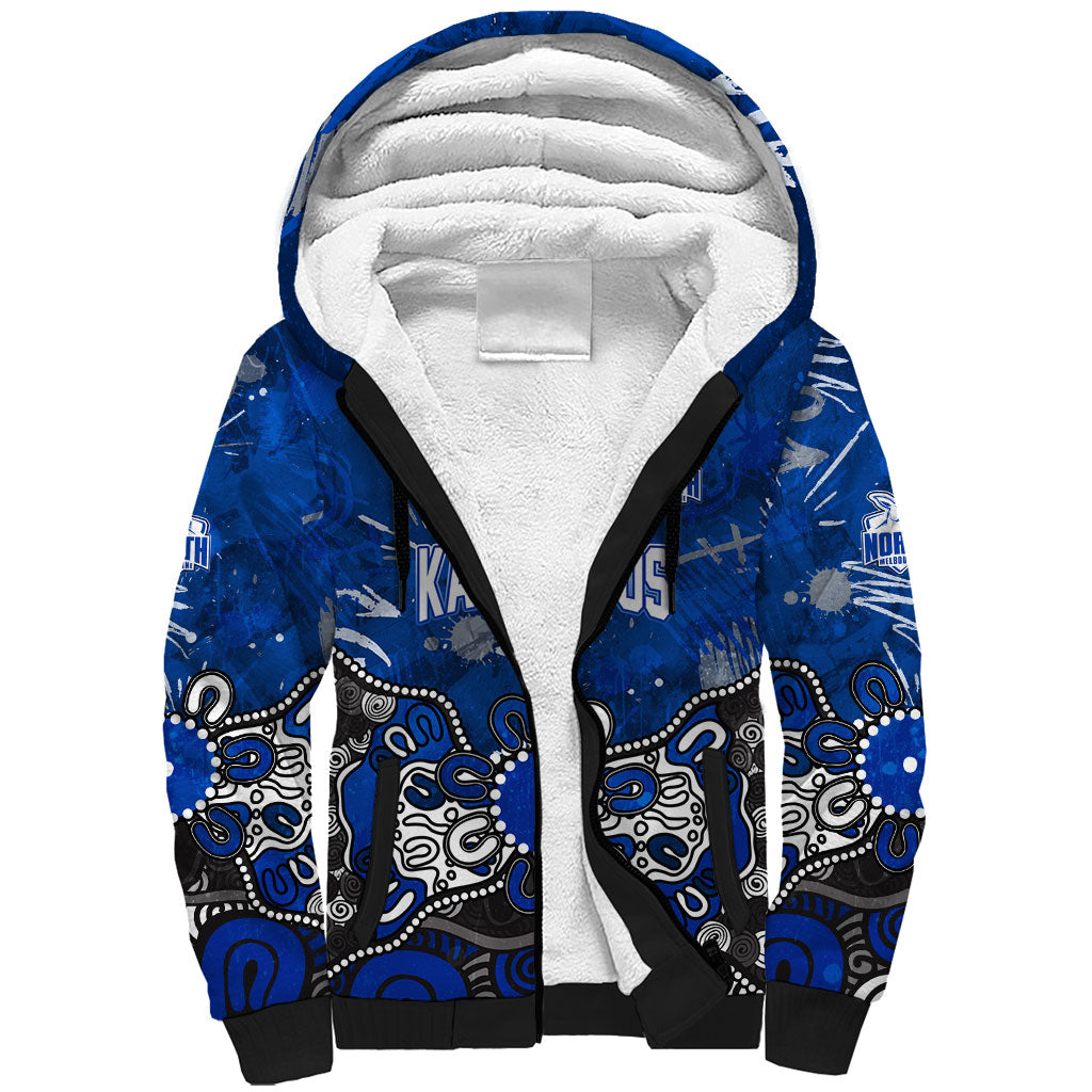 Personalized North Melbourne Kangaroos Sherpa Hoodie Aboriginal Dot Painting Graffiti Style