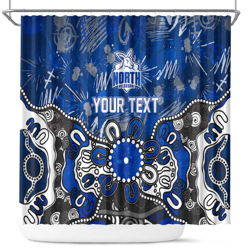 Personalized North Melbourne Kangaroos Shower Curtain Aboriginal Dot Painting Graffiti Style