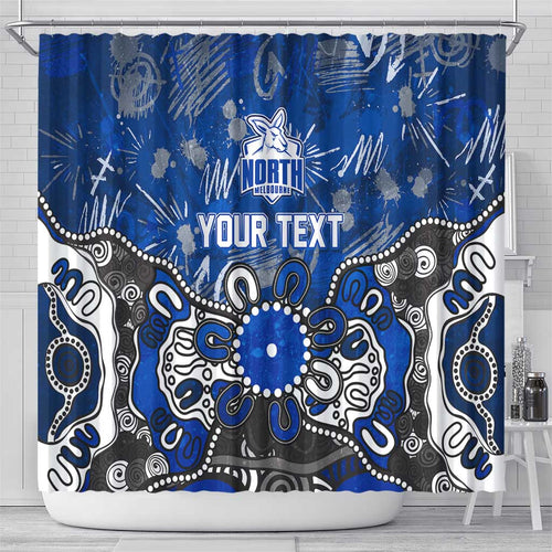 Personalized North Melbourne Kangaroos Shower Curtain Aboriginal Dot Painting Graffiti Style