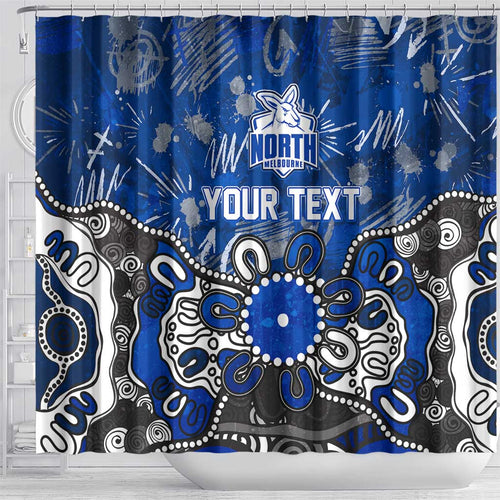 Personalized North Melbourne Kangaroos Shower Curtain Aboriginal Dot Painting Graffiti Style