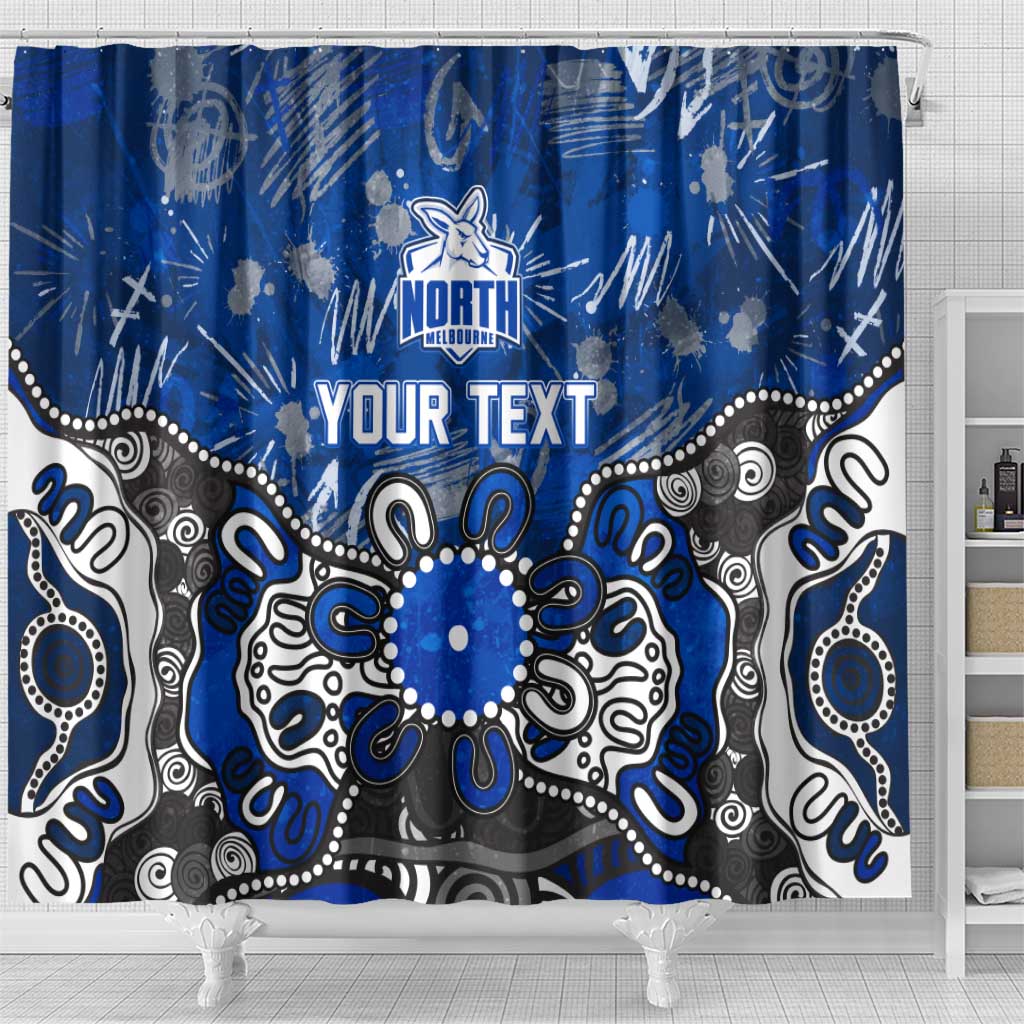 Personalized North Melbourne Kangaroos Shower Curtain Aboriginal Dot Painting Graffiti Style