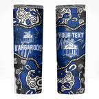Personalized North Melbourne Kangaroos Skinny Tumbler Aboriginal Dot Painting Graffiti Style