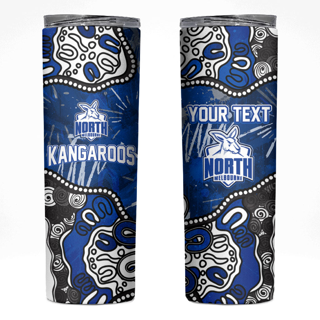Personalized North Melbourne Kangaroos Skinny Tumbler Aboriginal Dot Painting Graffiti Style