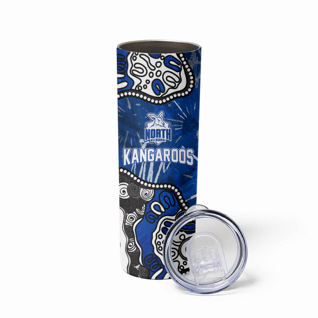 Personalized North Melbourne Kangaroos Skinny Tumbler Aboriginal Dot Painting Graffiti Style