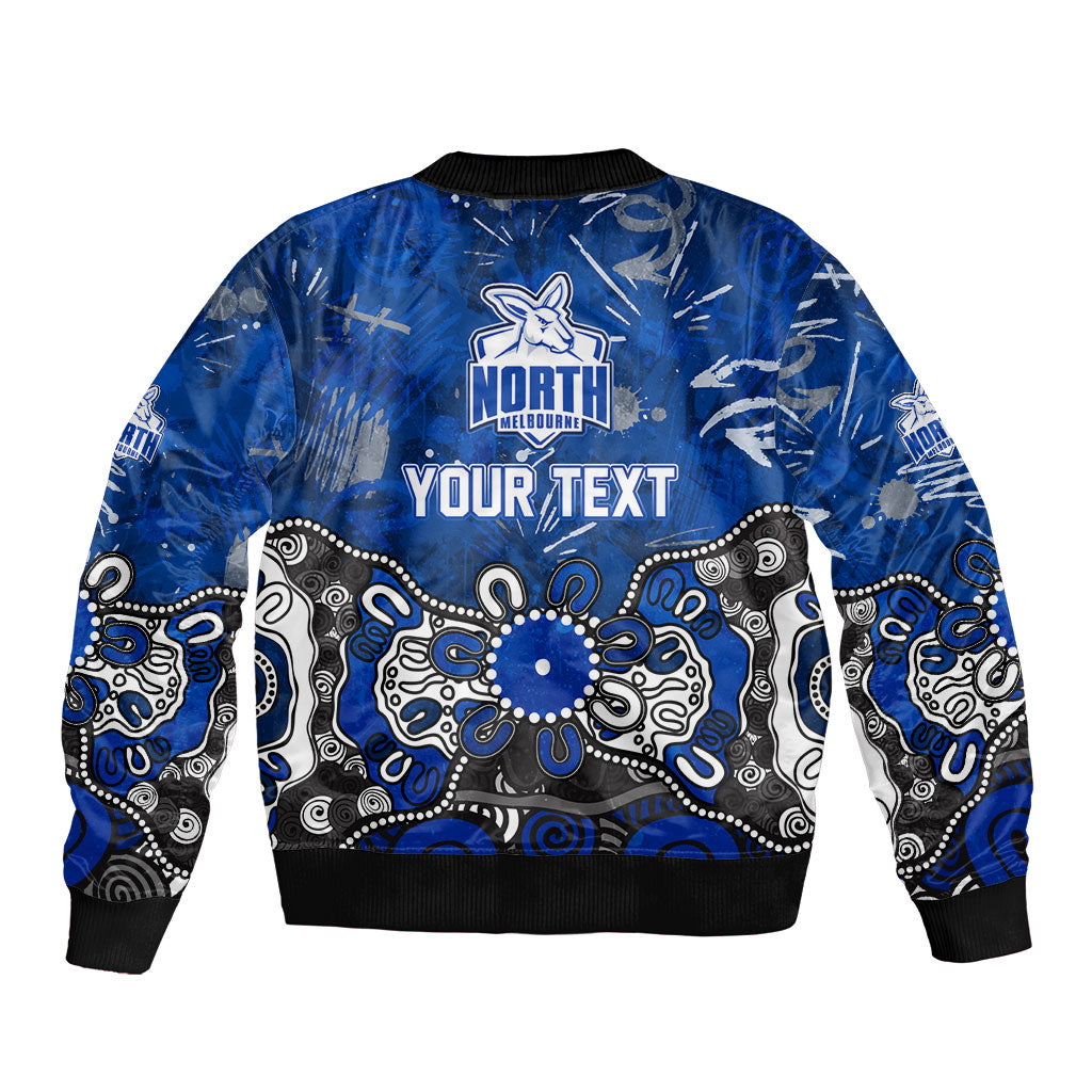 Personalized North Melbourne Kangaroos Sleeve Zip Bomber Jacket Aboriginal Dot Painting Graffiti Style