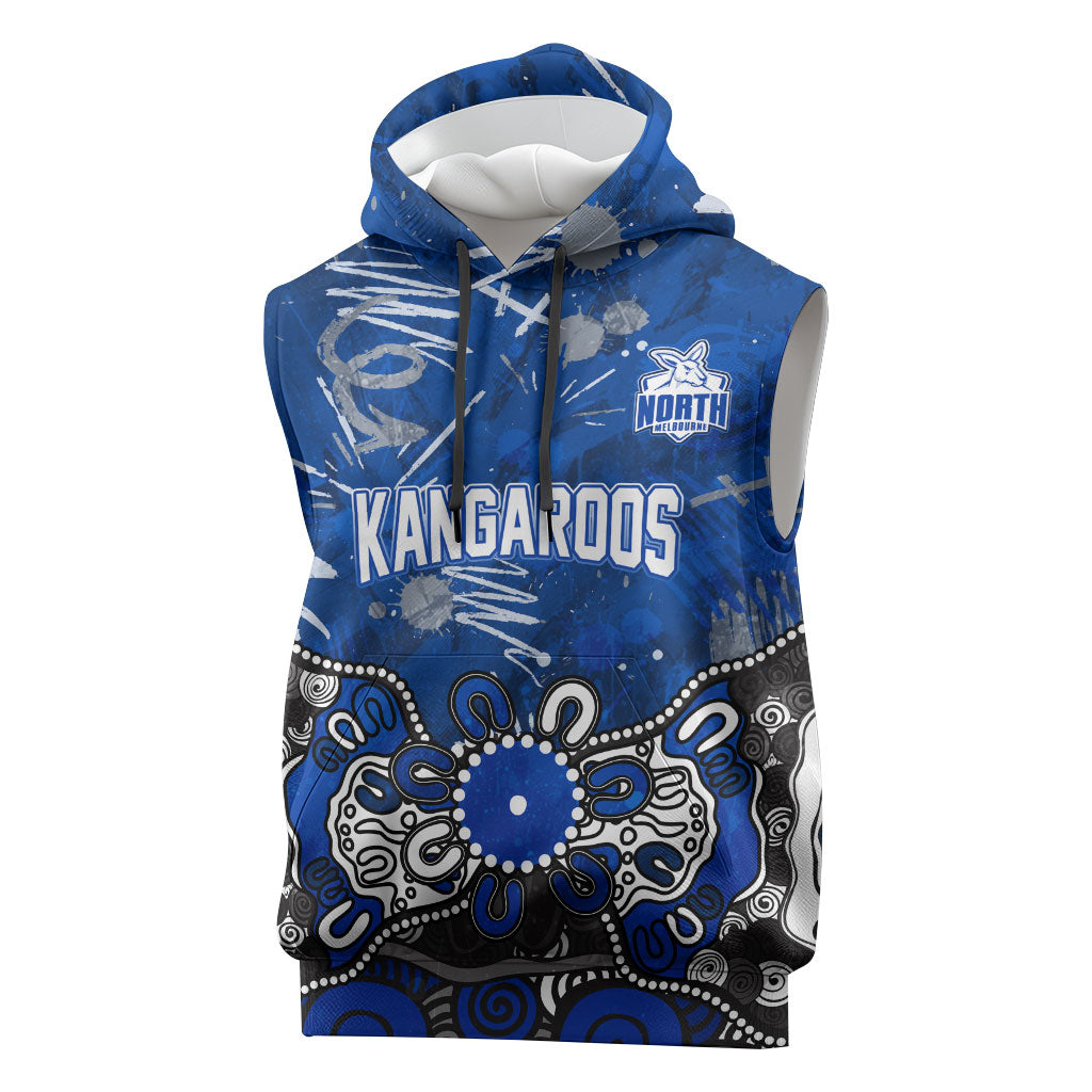 Personalized North Melbourne Kangaroos Sleeveless Hoodie Aboriginal Dot Painting Graffiti Style