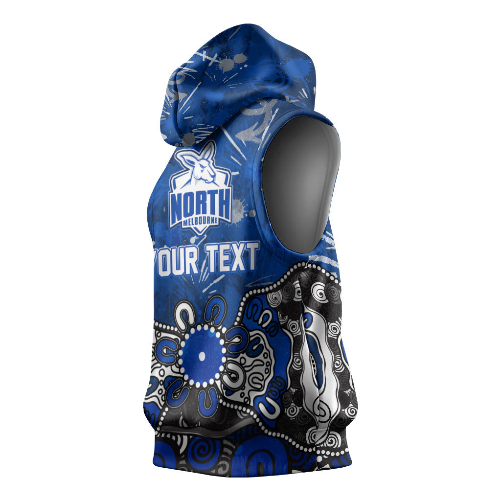Personalized North Melbourne Kangaroos Sleeveless Hoodie Aboriginal Dot Painting Graffiti Style