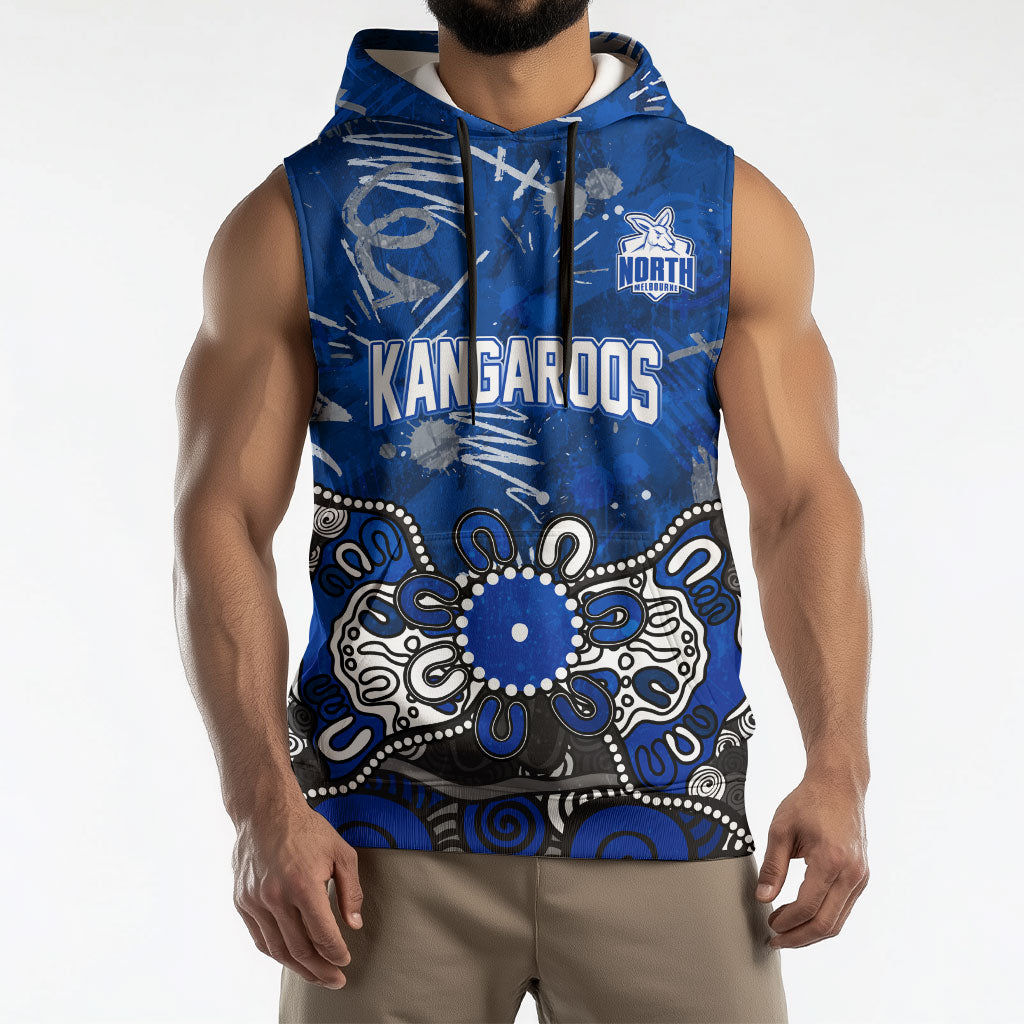 Personalized North Melbourne Kangaroos Sleeveless Hoodie Aboriginal Dot Painting Graffiti Style